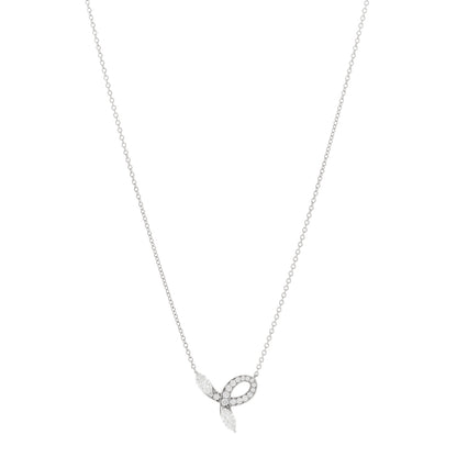 Tiffany Platinum Diamond Victoria Bow Necklace 1 of 5