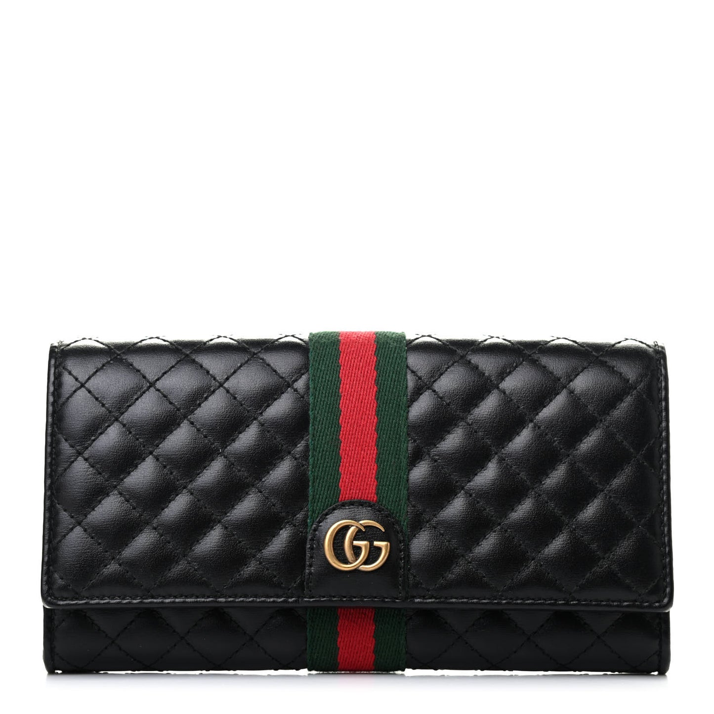 Calfskin Web Trapuntata GG Continental Wallet Black
