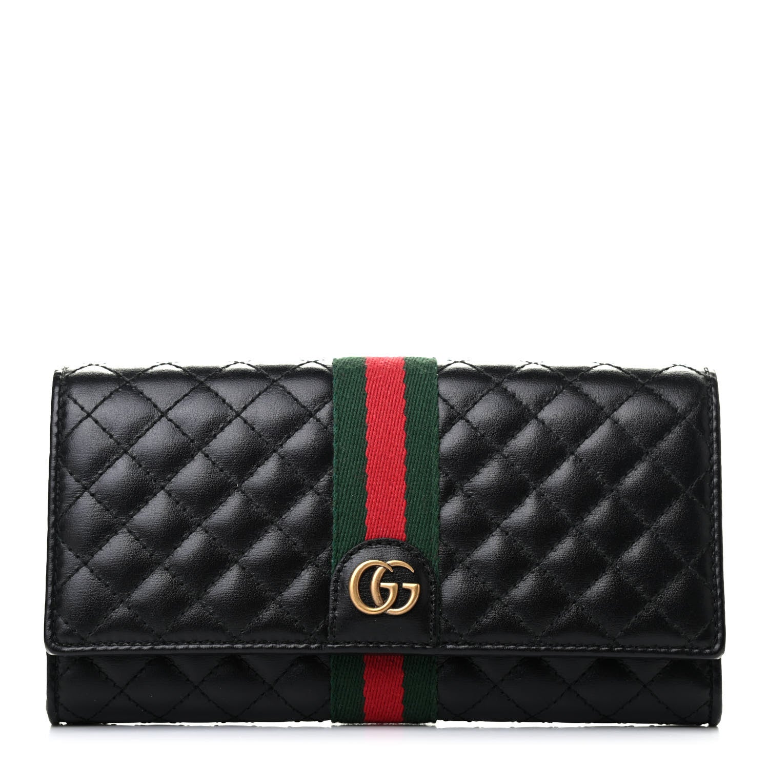 Gucci Calfskin Web Trapuntata GG Continental Wallet Black 1 of 5