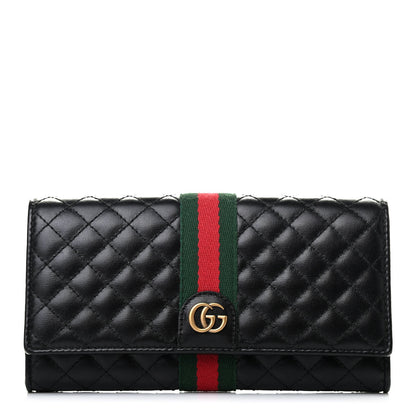 Gucci Calfskin Web Trapuntata GG Continental Wallet Black 1 of 5