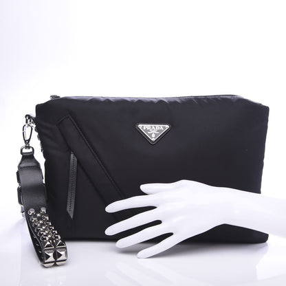 Prada Tessuto Nylon Studded Wristlet Black 2 of 7