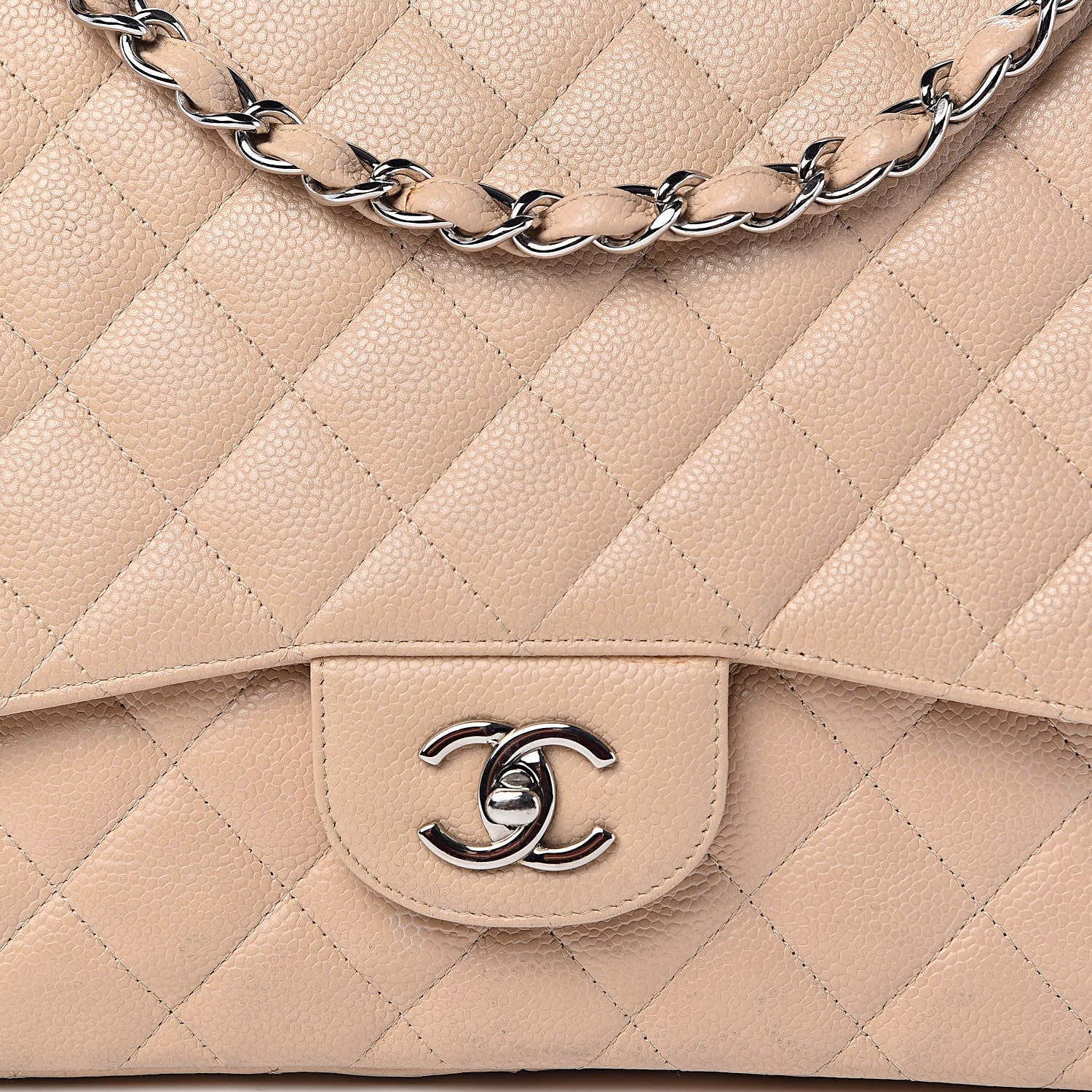 Chanel Caviar Quilted Jumbo Single Flap Beige Clair 24 of 24