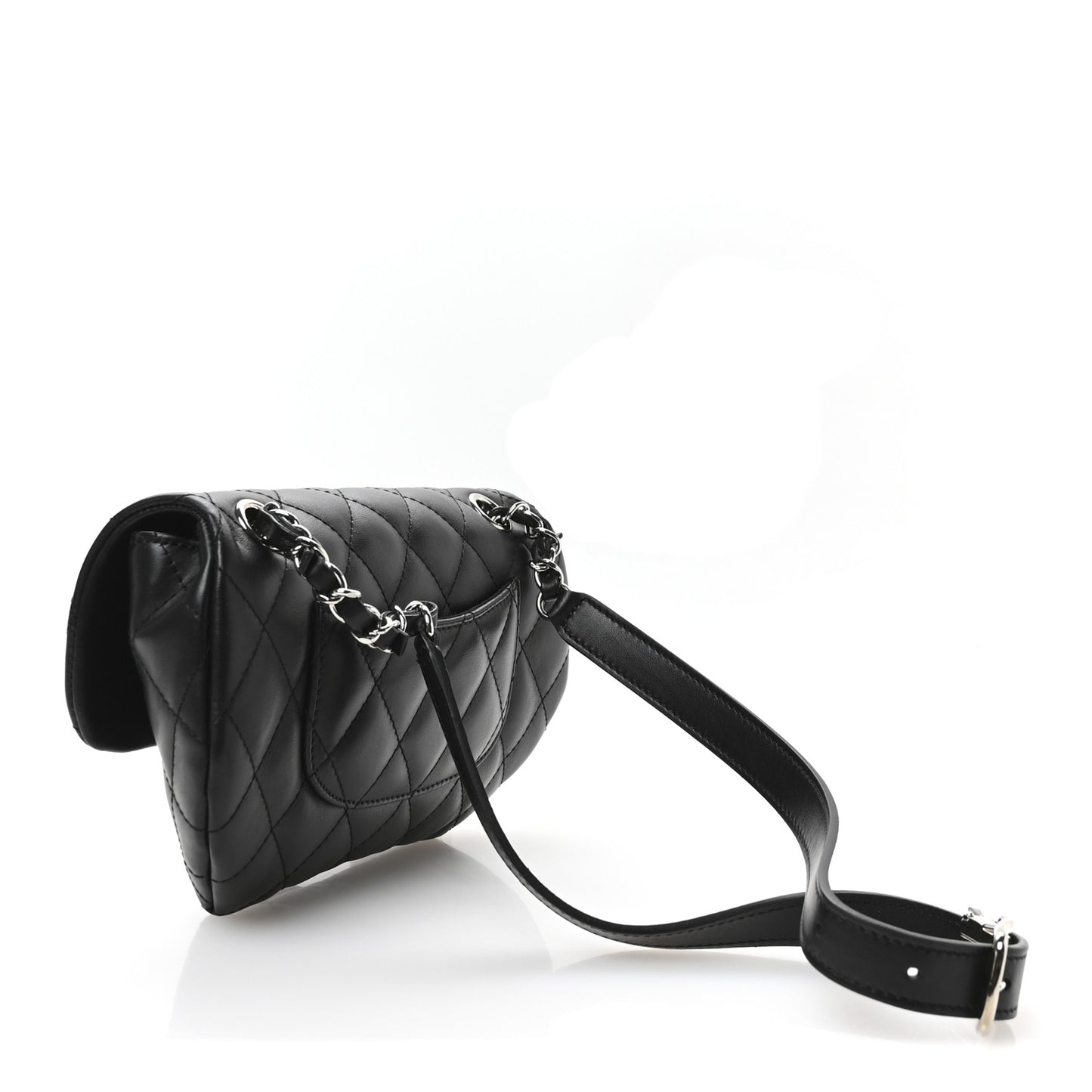 Calfskin Quilted CC Uniform Flap Belt Bag Black