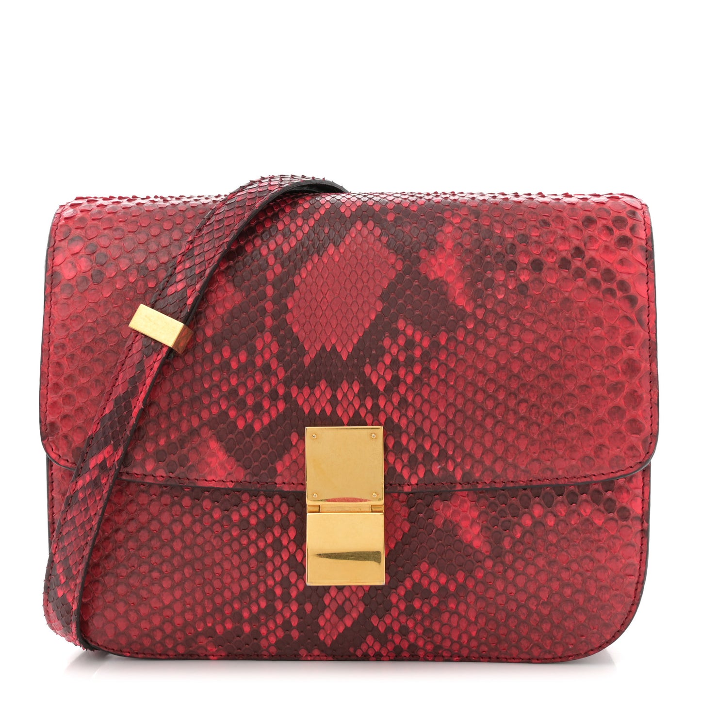 Snakeskin Medium Classic Box Flap Red