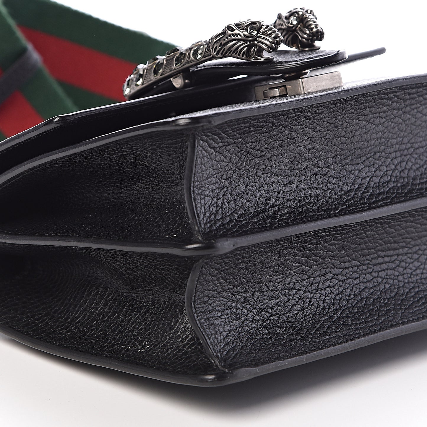 Dollar Calfskin Crystal Web Mini Dionysus Bamboo Top Handle Bag Black Black Diamond