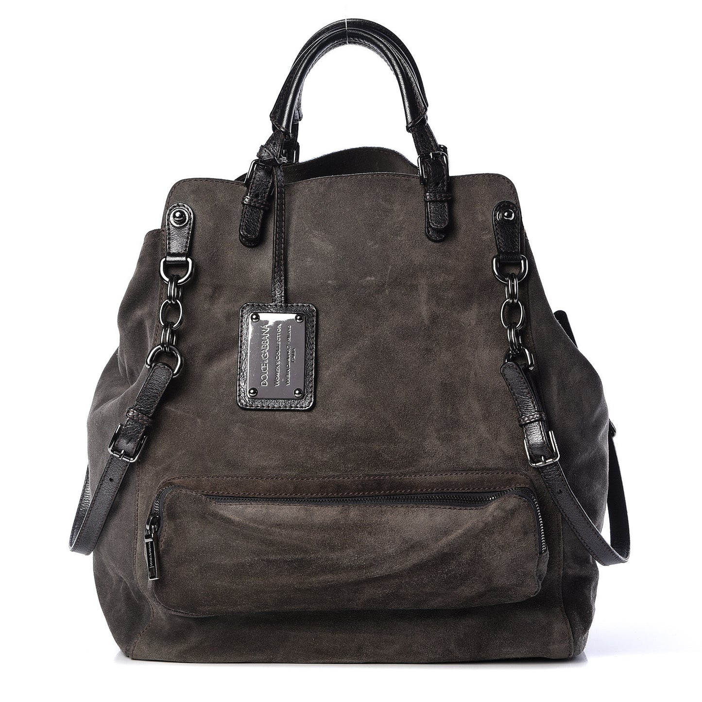Suede Miss Pocket Satchel Grey