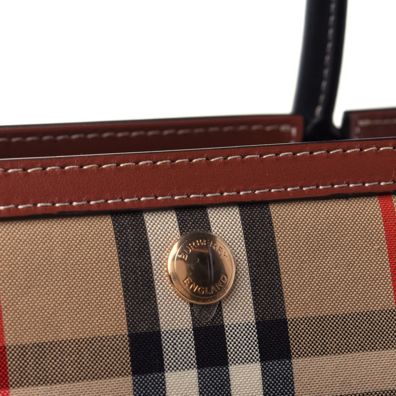 Burberry Calfskin Vintage Check Medium Two Handle Title Bag Black 4 of 4
