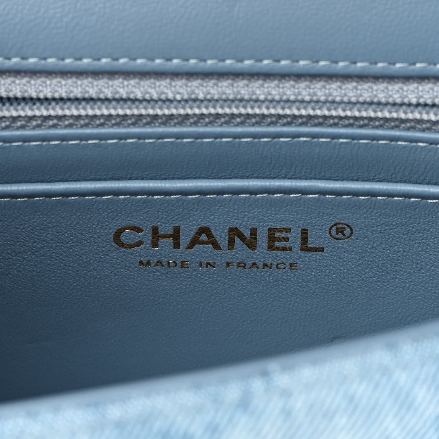Chanel Printed Denim Quilted Mini Rectangular Flap Light Blue 6 of 12