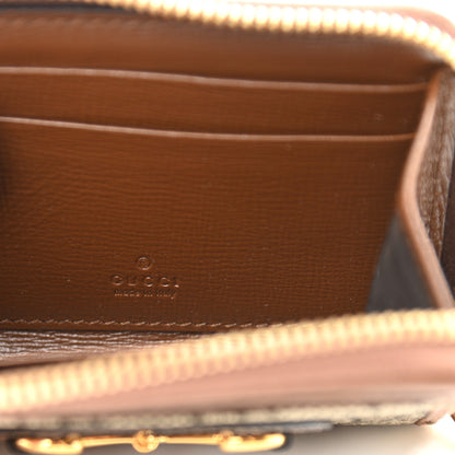 Gucci GG Supreme Monogram Azalea Calfskin Horsebit 1955 Zip Around ID Card Case Wallet Beige Ebony Brown Sugar 6 of 8