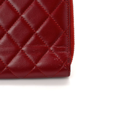 Chanel Lambskin Quilted Large Zip Around Organizer Wallet Red 9 of 10