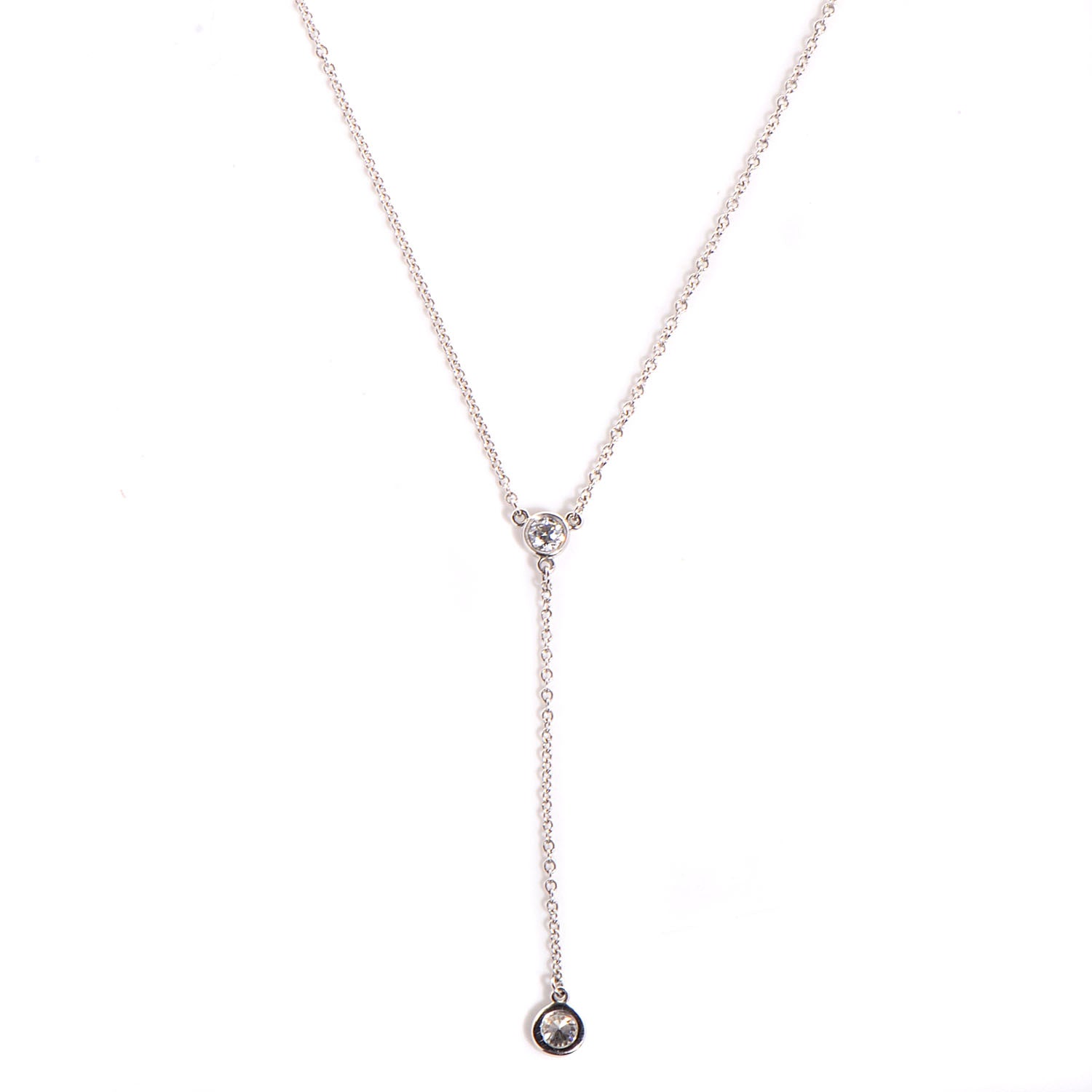 Tiffany Platinum Diamond .25ctw Elsa Peretti Diamonds By the Yard Y Necklace 1 of 4