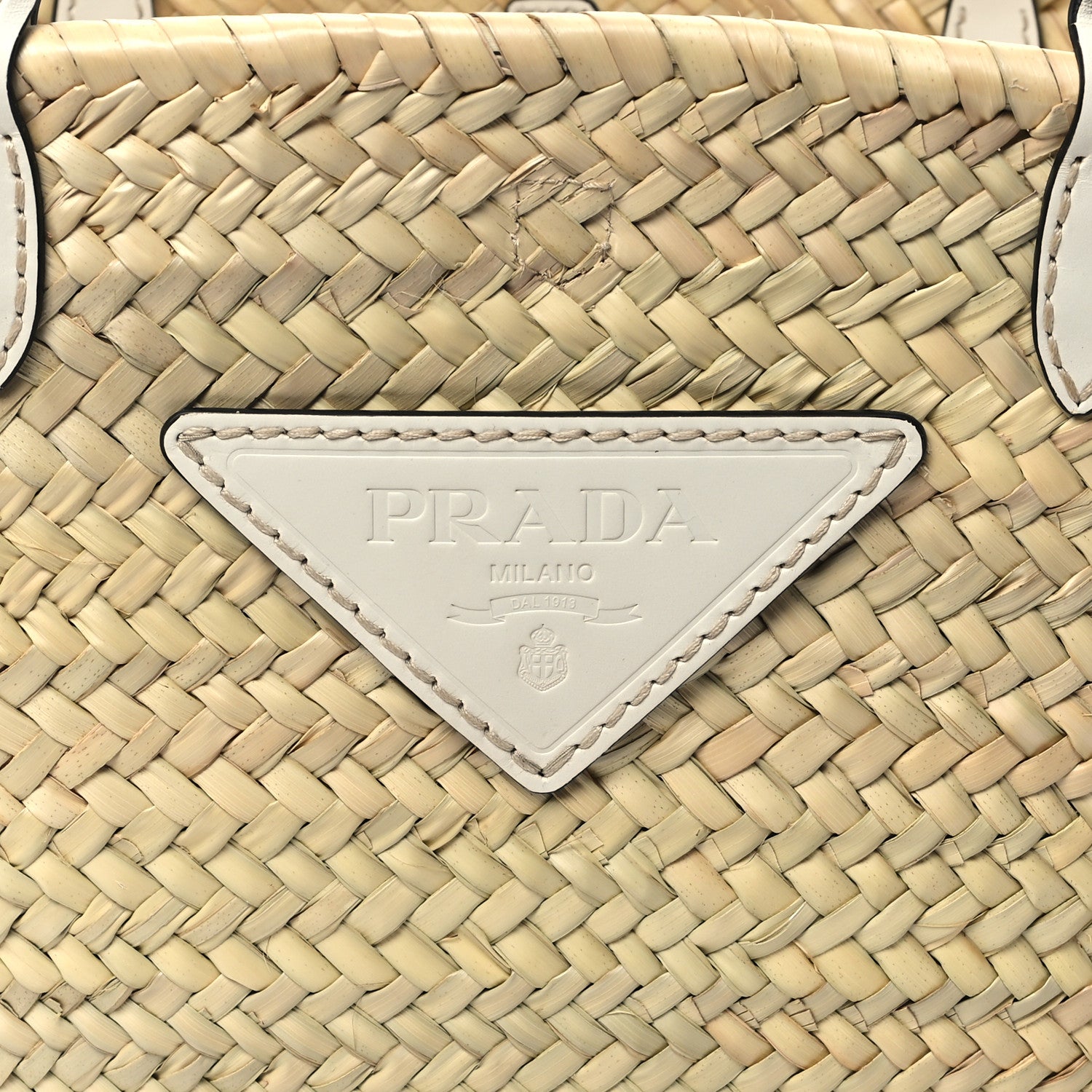 Prada Palmitto Vitello Woven Braided Large Basket Tote Bag Naturale White 7 of 11