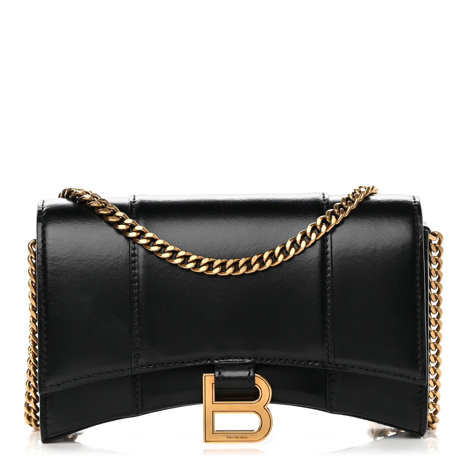 Balenciaga Shiny Box Calfskin Hourglass Chain Bag Black 1 of 12