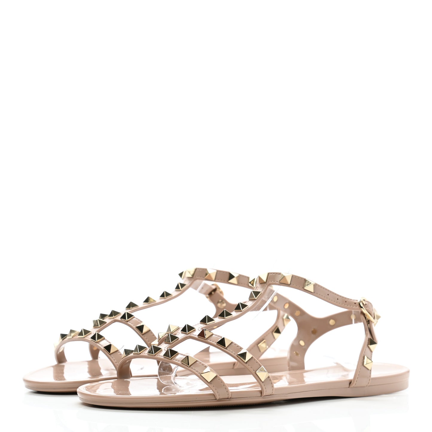 PVC Jelly Rockstud Caged Sandals 40 Poudre