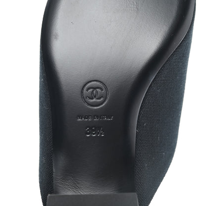 Chanel Fabric Velvet Cap Toe Mules 39.5 Black 8 of 8