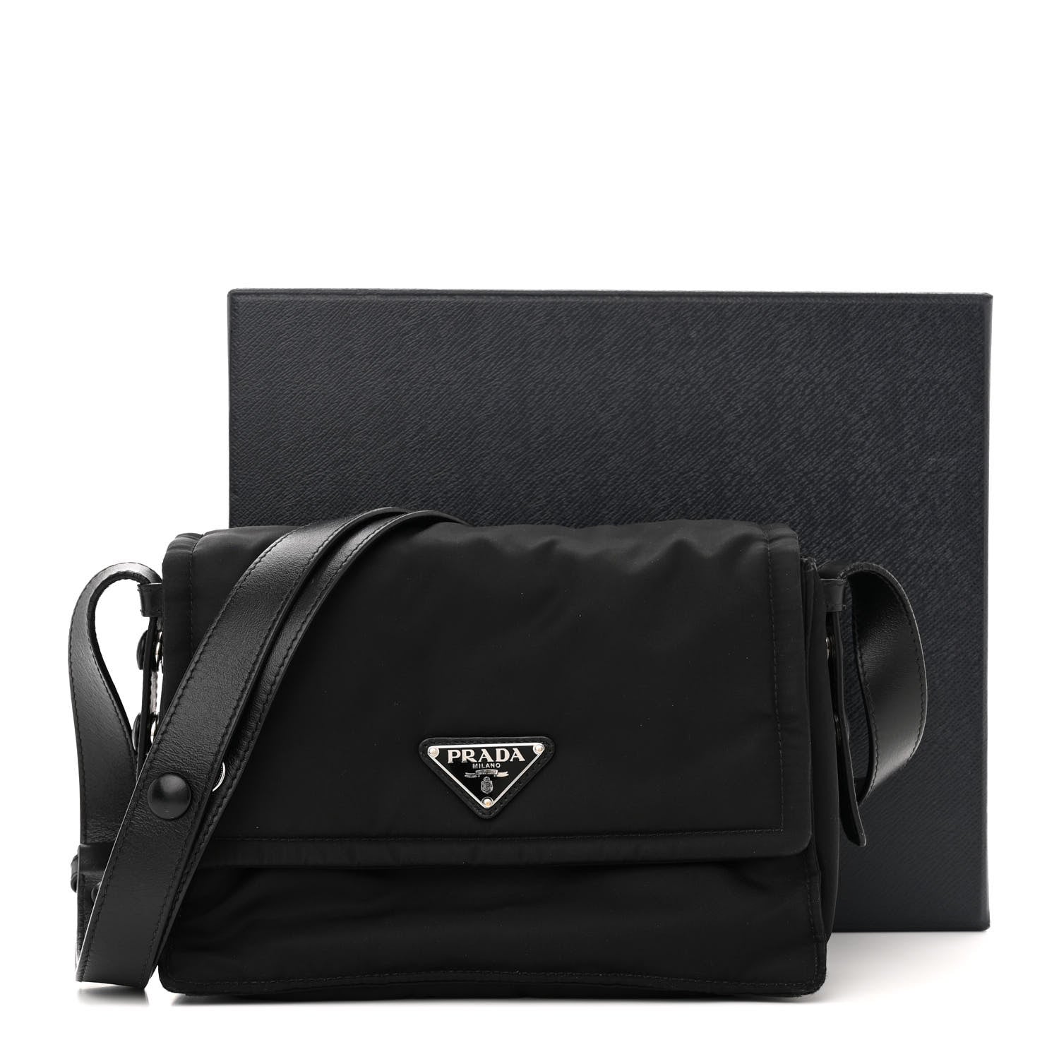 Prada Re-Nylon Vitello Padded Small Flap Shoulder Bag Black 16 of 16