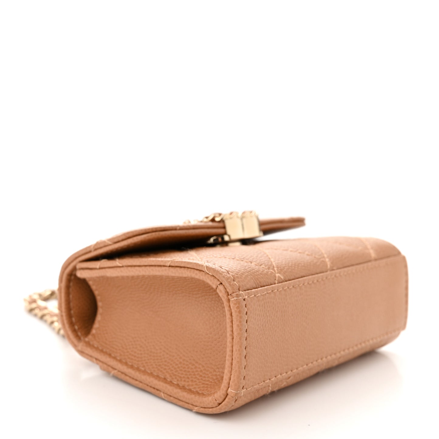 Caviar Quilted Mini Chain Top Handle With Chain Beige