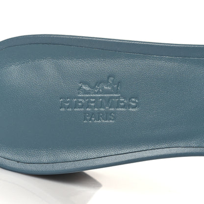 Hermes Calfskin Oasis Sandals 36 Bleu Velvet 7 of 8