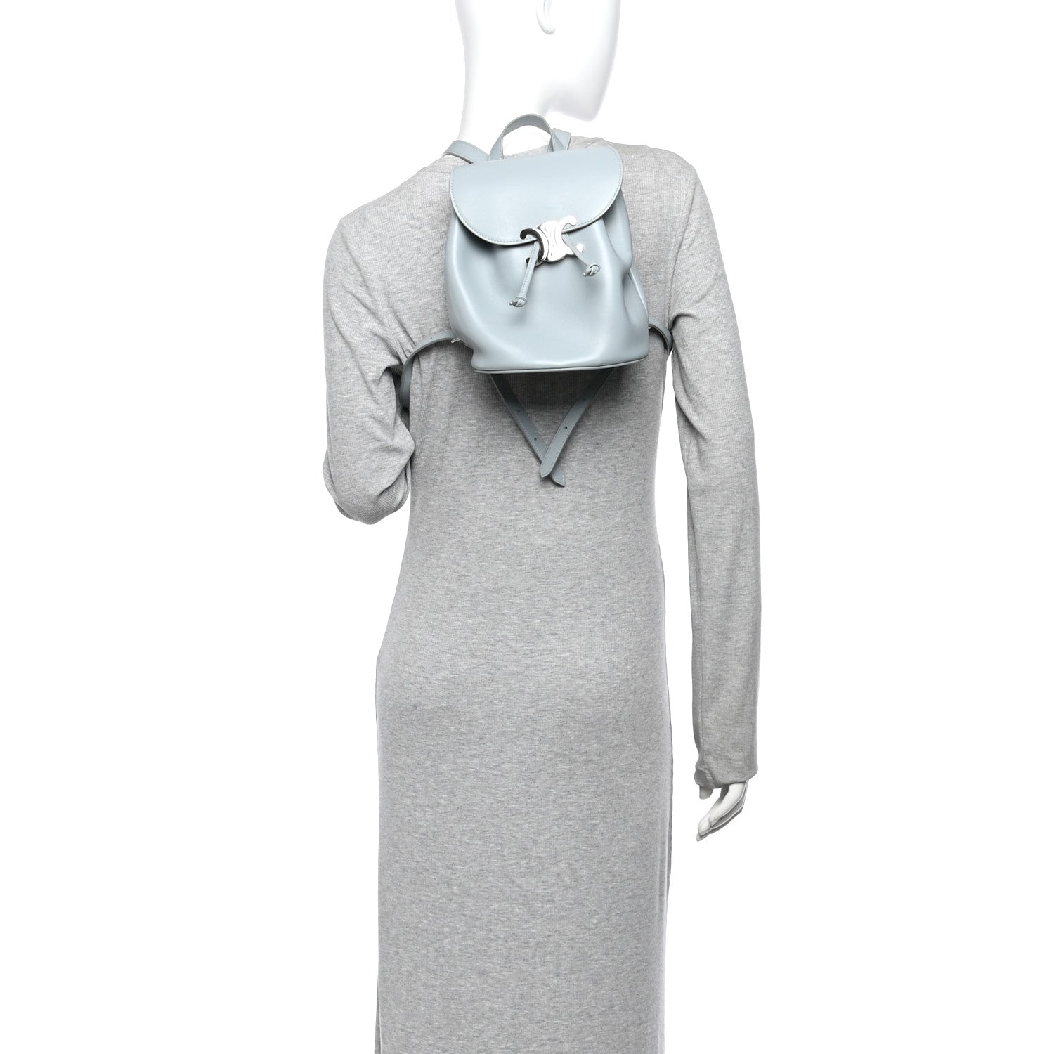 Celine Triomphe Calfskin Bonnie Backpack Ice Blue 2 of 9
