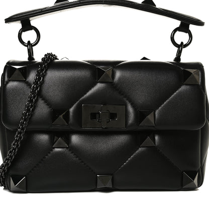 Valentino Garavani Nappa Monochrome Medium Roman Stud Shoulder Bag Black 7 of 10