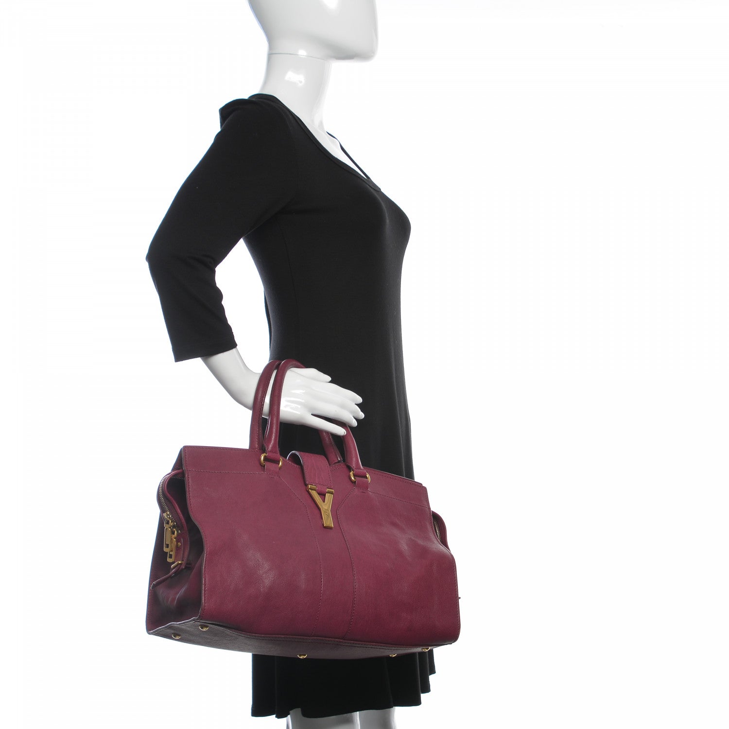 Saint Laurent Sheepskin Medium Cabas ChYc Black Cherry 2 of 20