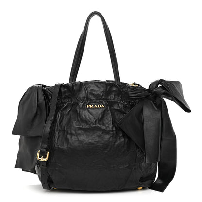 Prada Nappa Antique Bow Tote Black 1 of 9