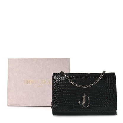 Jimmy Choo Calfskin Crocodile Embossed Varenne Chain Clutch Dusk 9 of 9