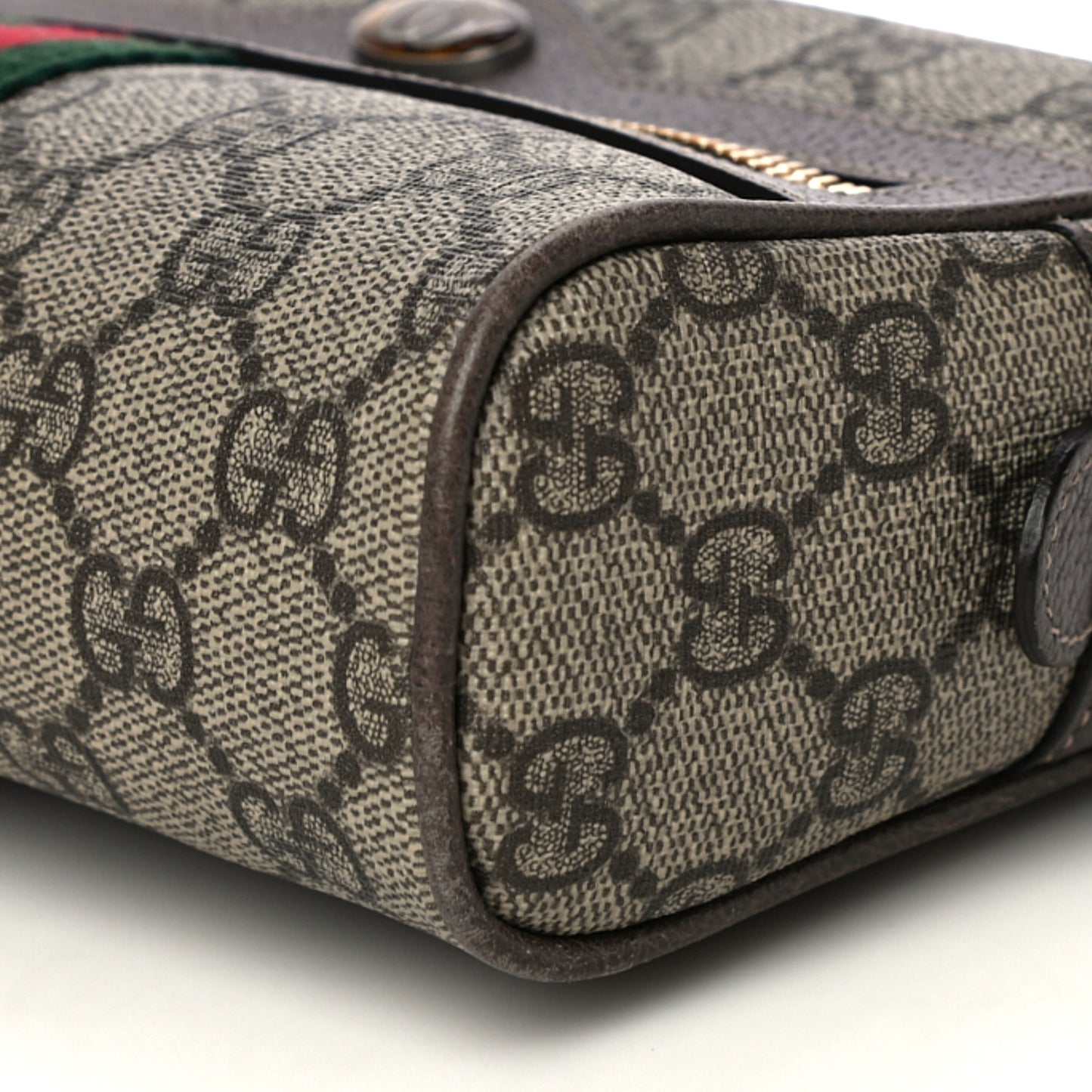 GG Supreme Monogram Web Small Ophidia Belt Bag 85 34 Dark Brown