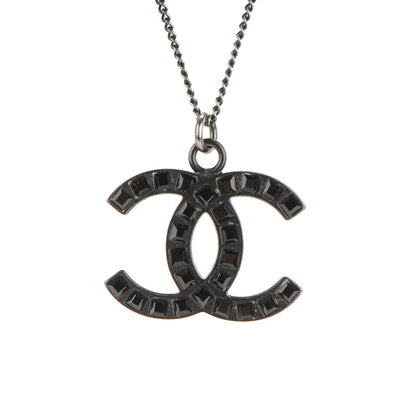 Chanel Ruthenium Baguette Crystal CC Necklace Black 3 of 4
