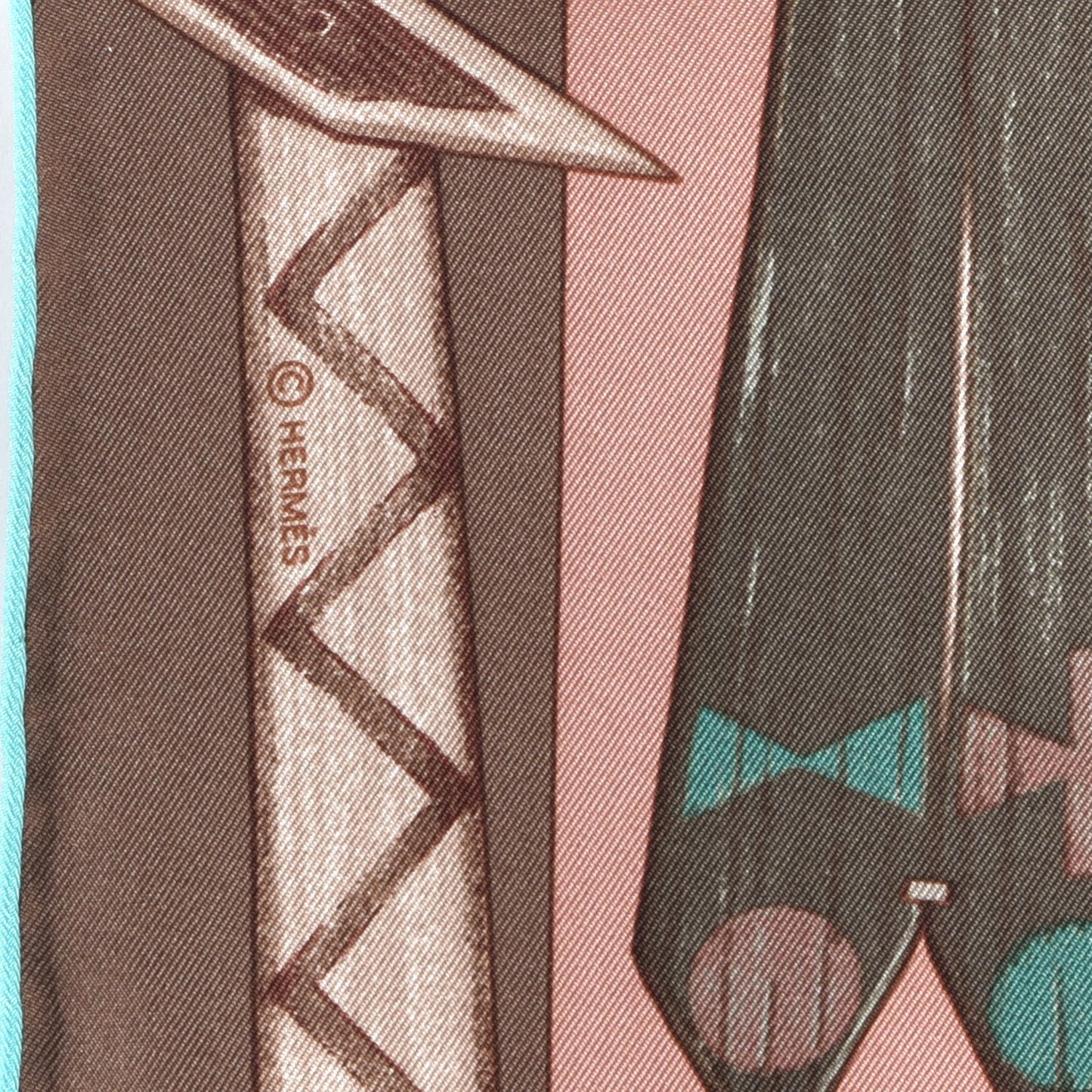 Silk Cosmogonie Apache Scarf 90 Marron Bois De Rose Turquoise