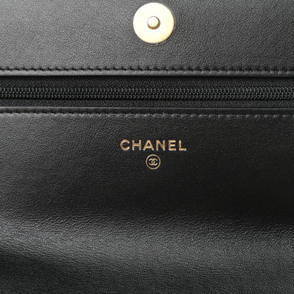 Chanel Shiny Crumpled Calfskin Quilted Chanel 19 Wallet On Chain WOC Black 6 of 11
