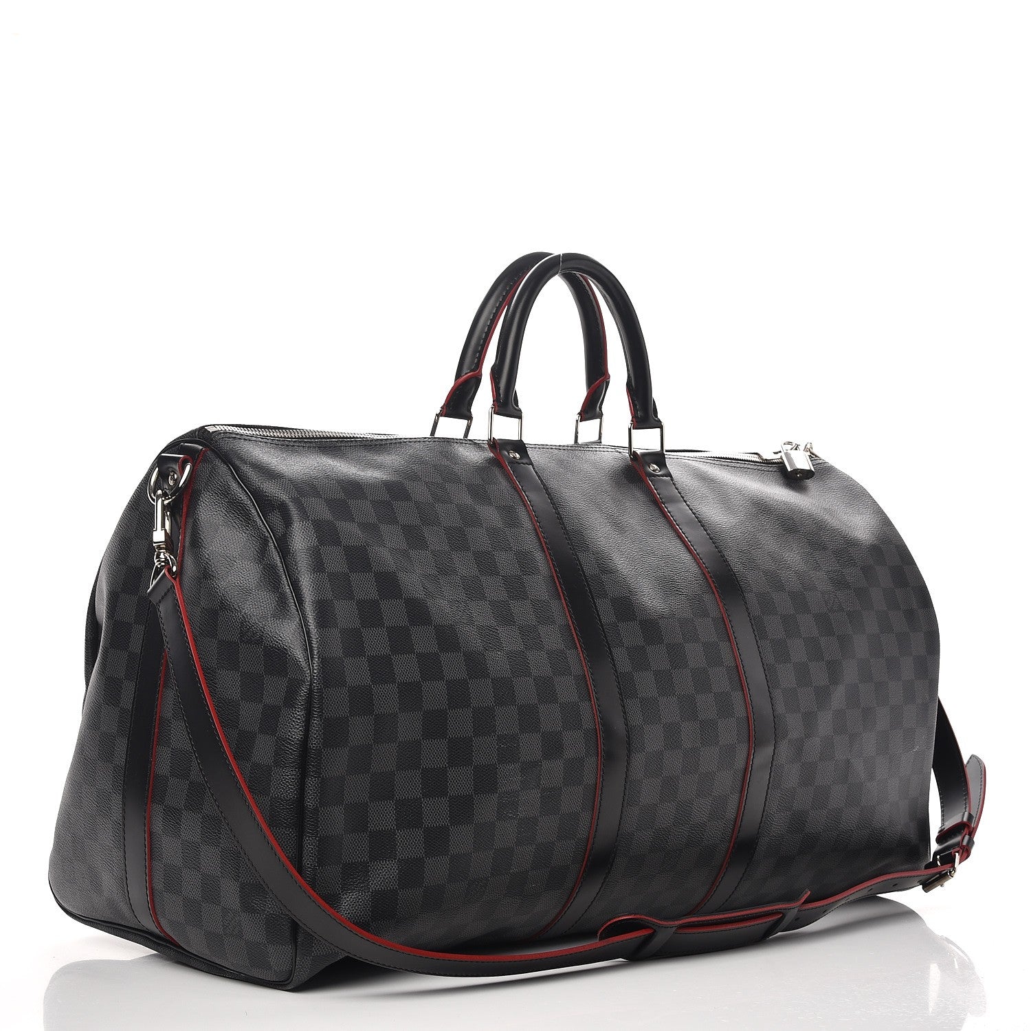 Louis Vuitton Damier Graphite Stripe Keepall Bandouliere 55 Rouge 3 of 10