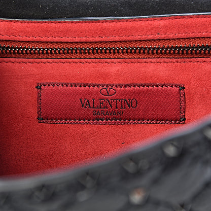Valentino Garavani Craquele Nappa Rockstud Spike Wallet on Chain Black 6 of 9