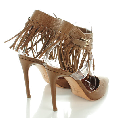 Valentino Garavani Grained Calfskin C Rockee Fringe Ankle Wrap Pumps 36 Light Cuir 5 of 9