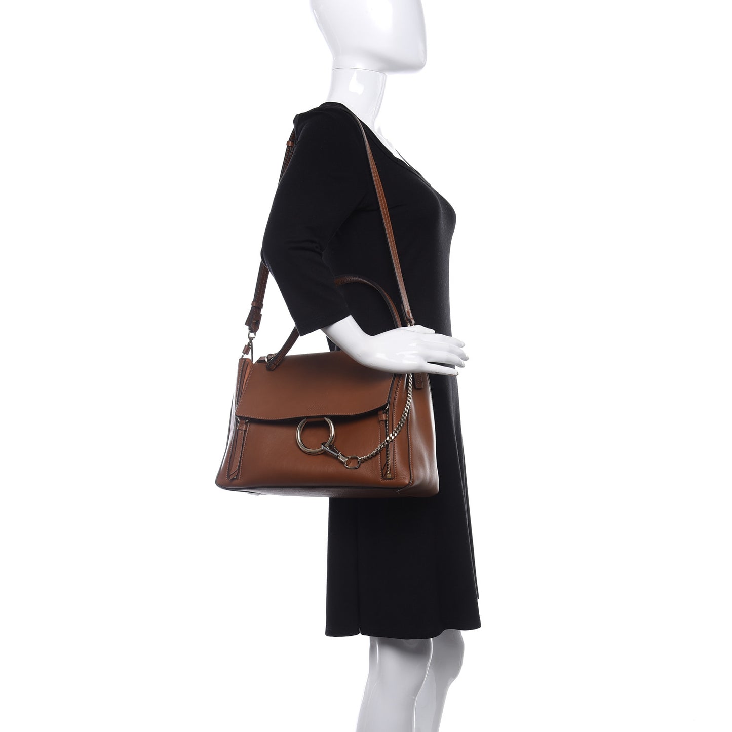Calfskin Medium Faye Day Shoulder Bag Tan