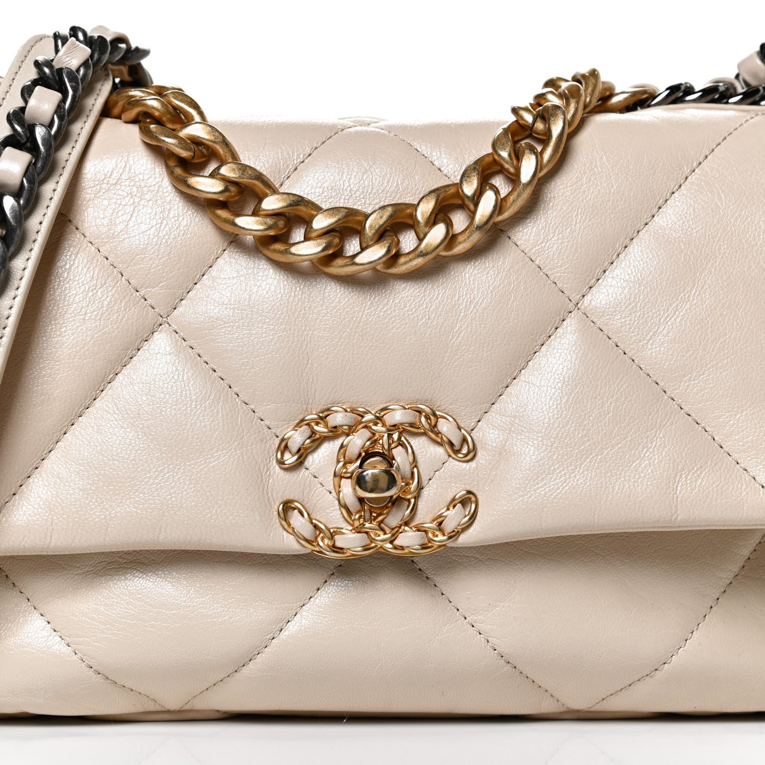Chanel Goatskin Quilted Medium Chanel 19 Flap Beige 8 of 12
