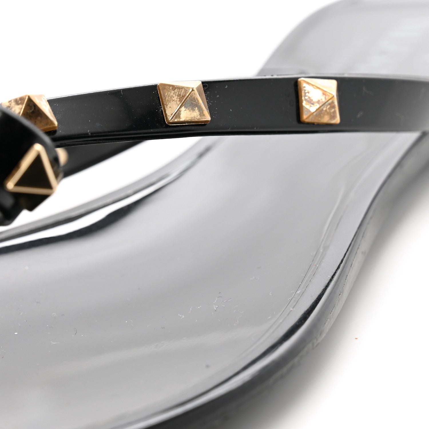 Valentino Garavani PVC Jelly Rockstud Bow Thong Sandals 37 Black 9 of 11