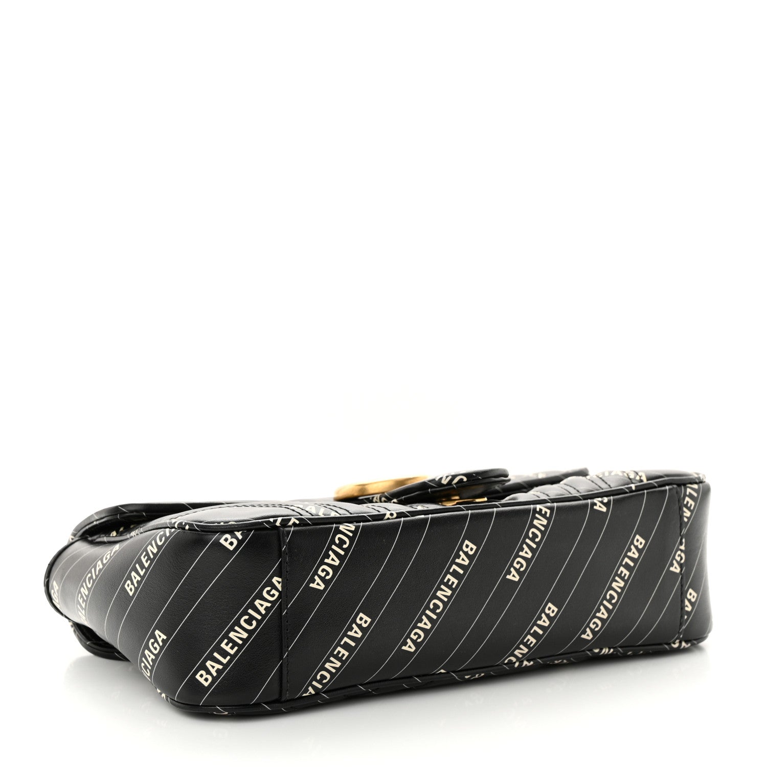 Gucci X BALENCIAGA Calfskin Matelasse Logo Print Small GG Marmont Shoulder Bag Black 4 of 14