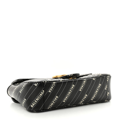 Gucci X BALENCIAGA Calfskin Matelasse Logo Print Small GG Marmont Shoulder Bag Black 4 of 14
