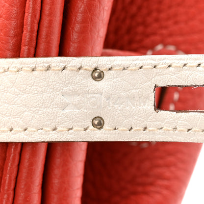 Hermes Taurillon Clemence Eclat Birkin 35 Sanguine White 7 of 11