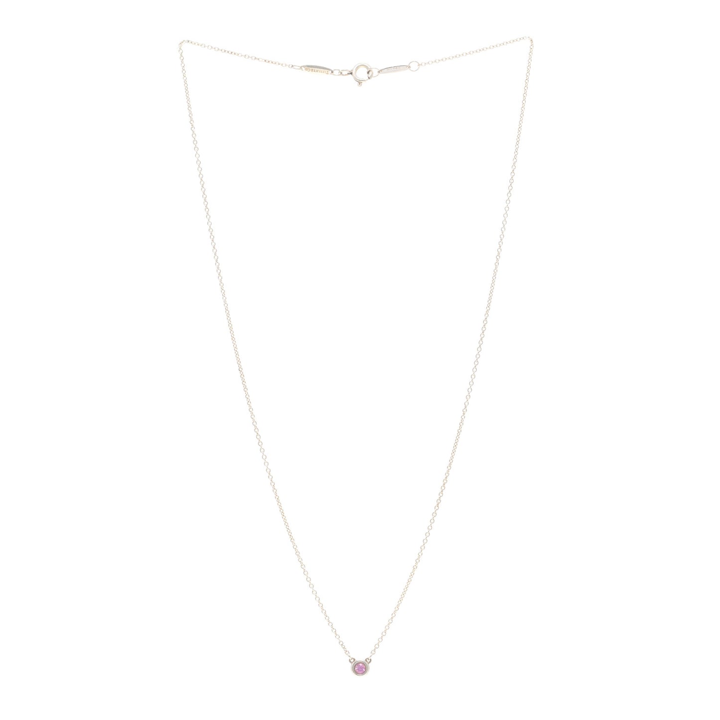 Sterling Silver Pink Sapphire .08ct Elsa Peretti Color By The Yard Necklace