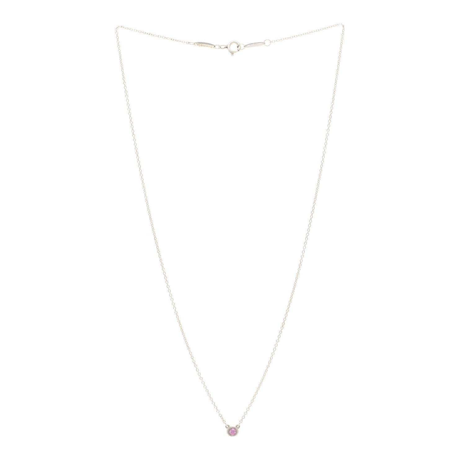 Tiffany Sterling Silver Pink Sapphire .08ct Elsa Peretti Color By The Yard Necklace 3 of 4