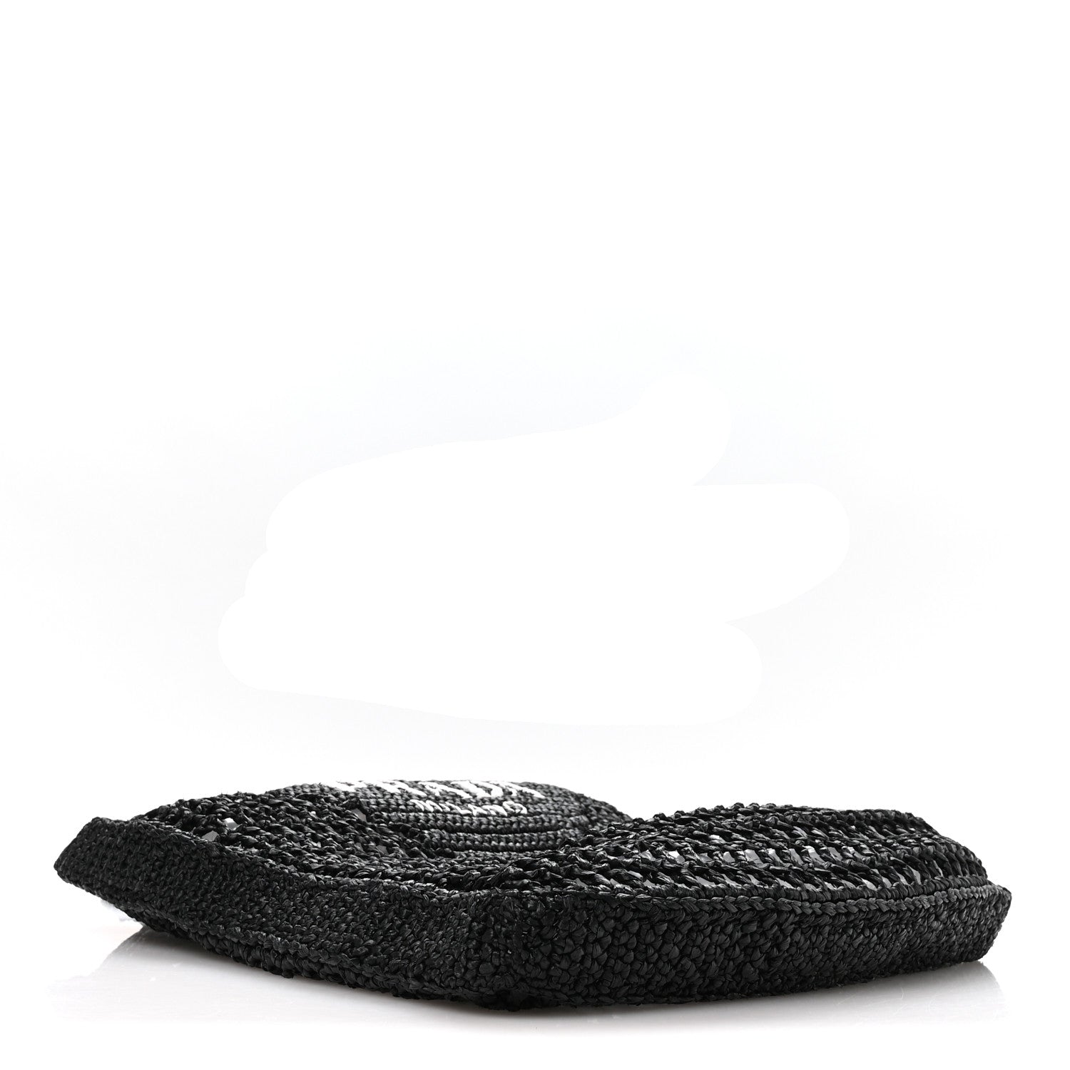 Prada Yarn Raffia Effect Crochet Logo Embroidered Tote Bag Black 4 of 9