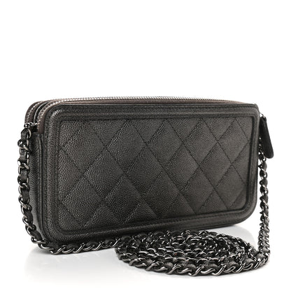 Chanel Metallic Caviar Quilted CC Filigree Clutch With Chain Dark Silver 3 of 12