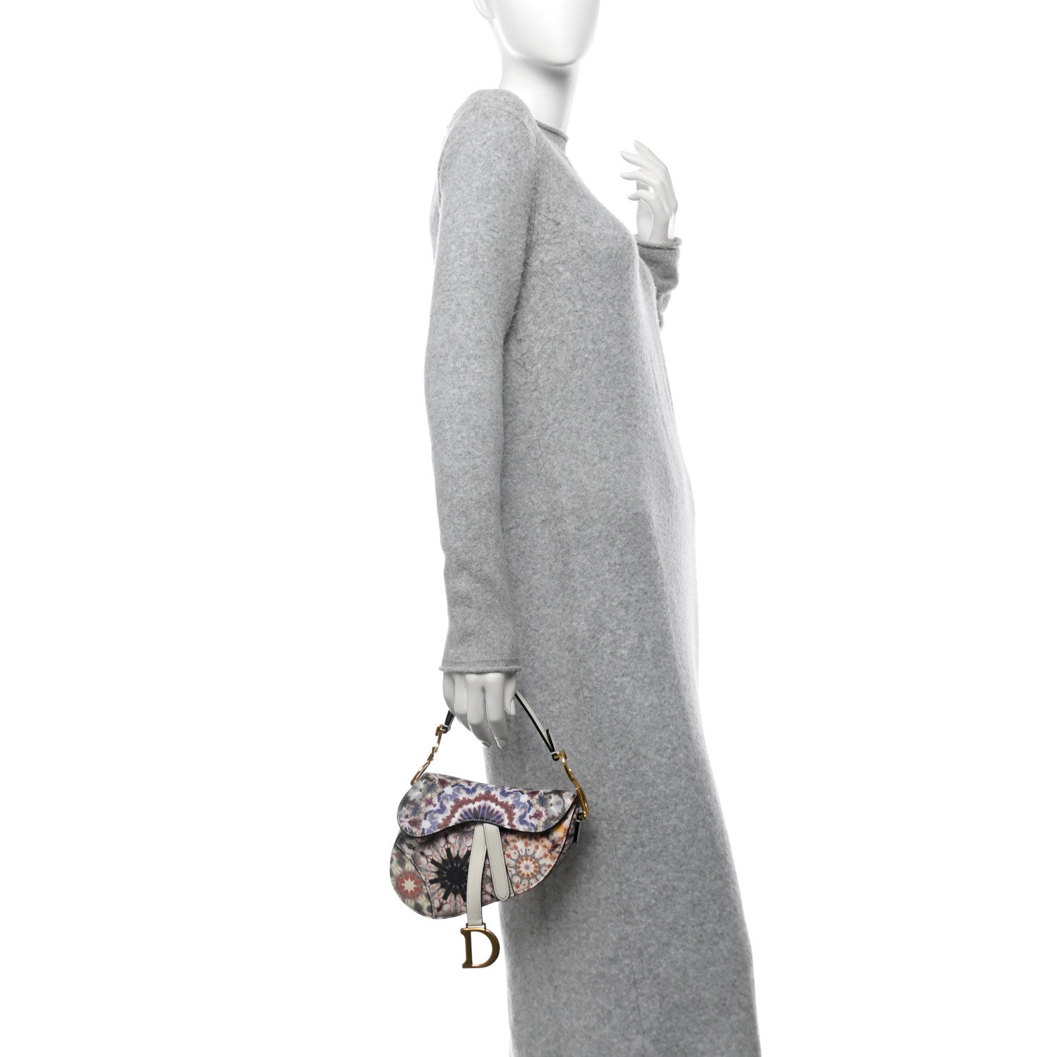 Christian Dior Calfskin Printed KaleiDiorscopic Mini Saddle Bag Latte Multicolor 2 of 11