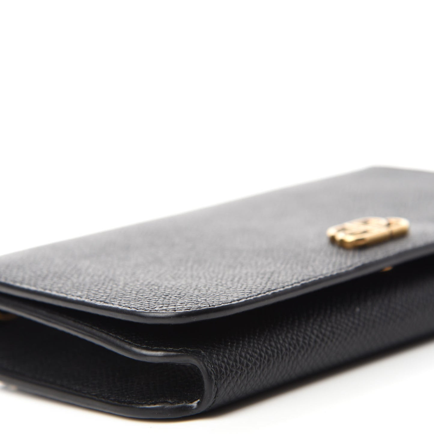 Grained Calfskin BB Phone Holder Wallet On Chain Black