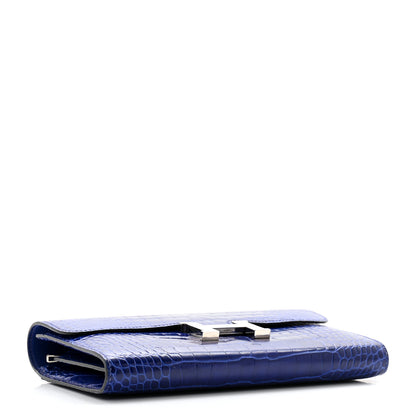 Hermes Shiny Alligator Constance Long Wallet Bleu Electric 4 of 10