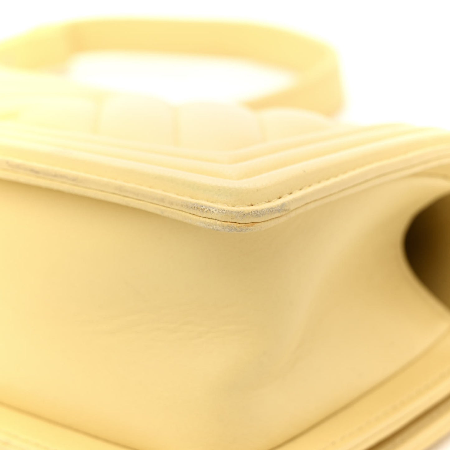 Calfskin Chevron Quilted Small Boy Flap Yellow