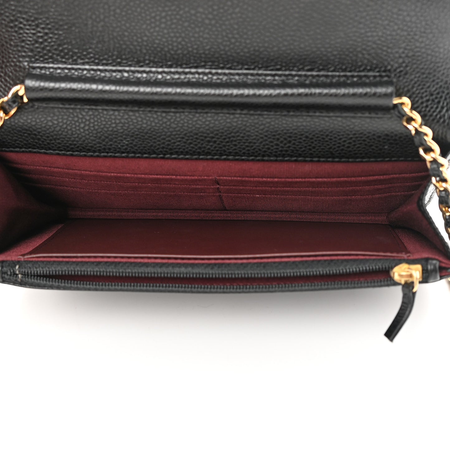 Caviar Quilted Wallet on Chain WOC Black