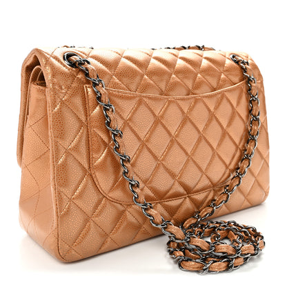 Chanel Metallic Caviar Quilted Jumbo Double Flap Copper 3 of 10